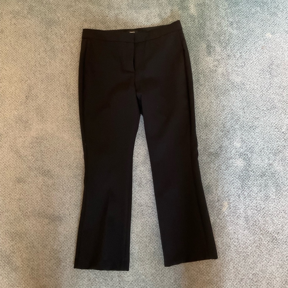 Theory Black Wool Straight Leg Pants